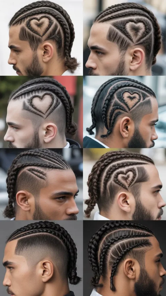 Heart Design Cornrow Fade
