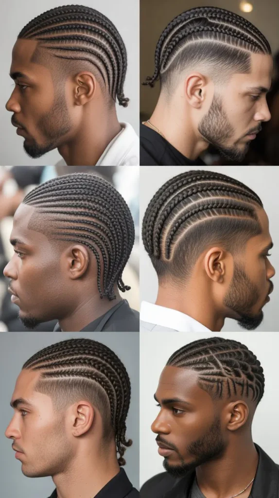 Side Part Cornrow Fade