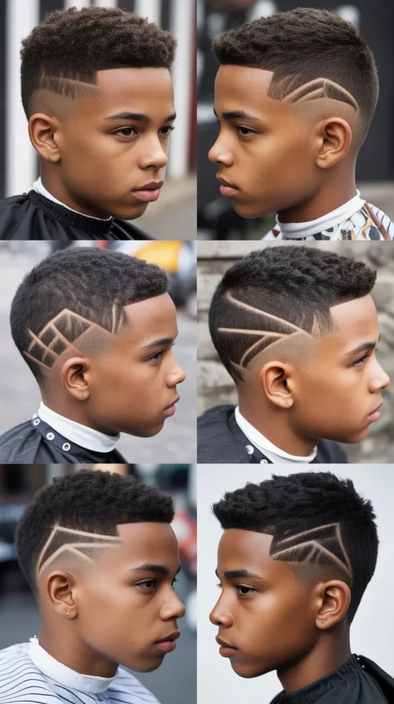  High Fade with Line Design