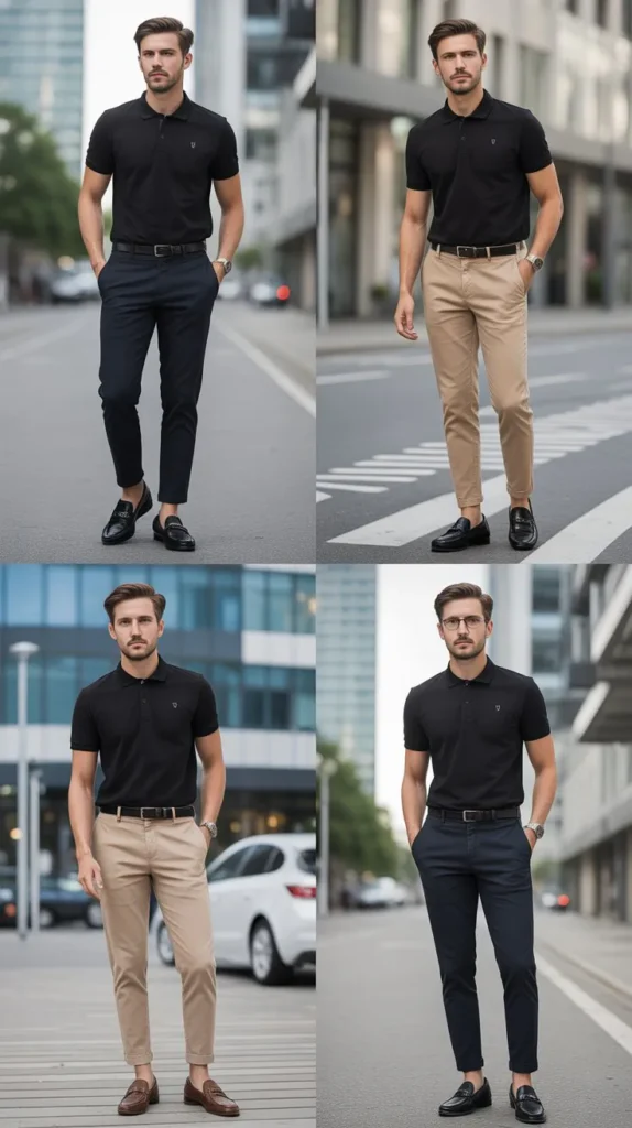 Black Polo Shirt with Chinos