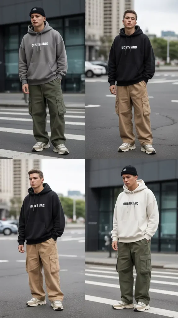 Oversized Hoodie with Cargo Pants