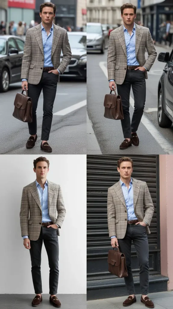 Plaid Blazer with Dark Jeans
