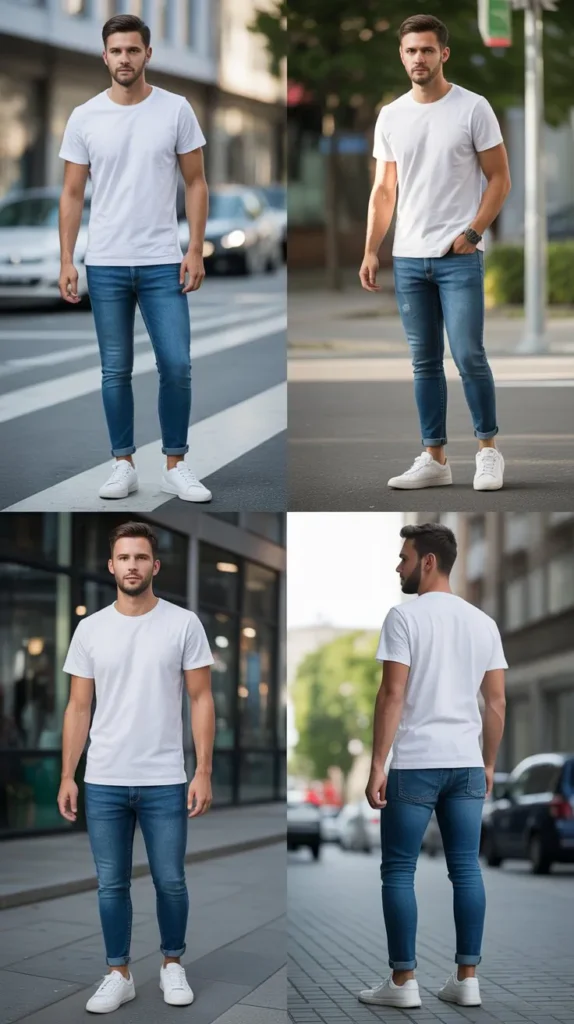  Classic White T-Shirt with Blue Jeans