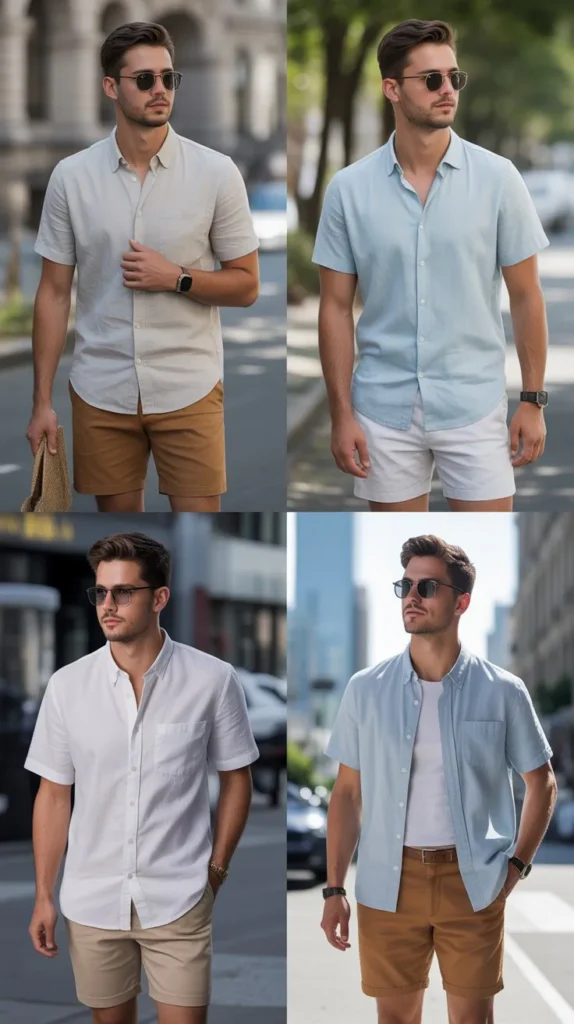  Linen Shirt with Chino Shorts