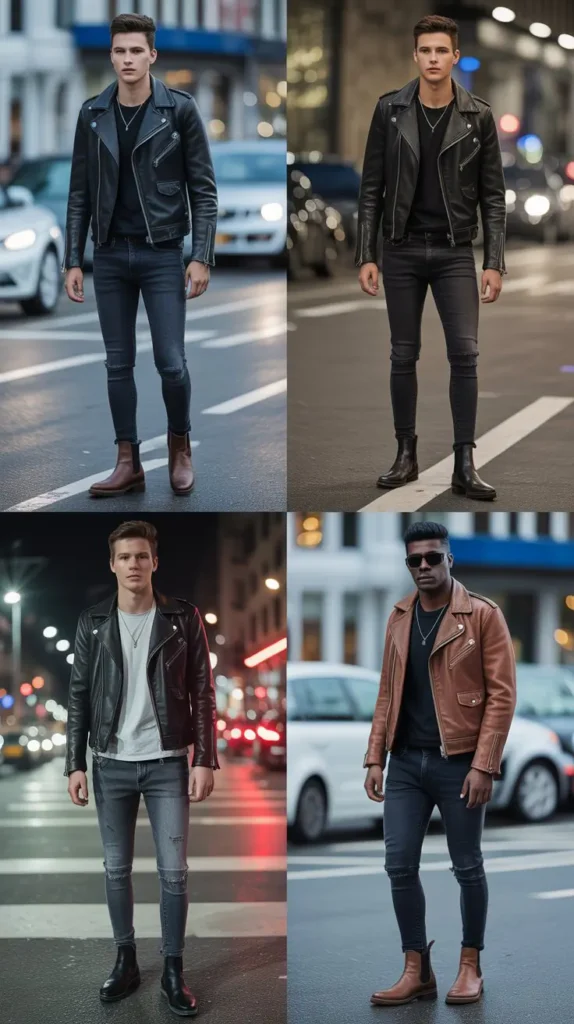 Leather Jacket with Skinny Jeans