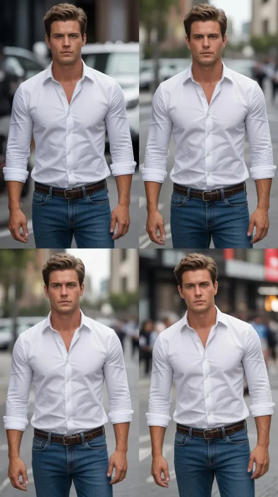 Classic White Shirt With Blue Jeans